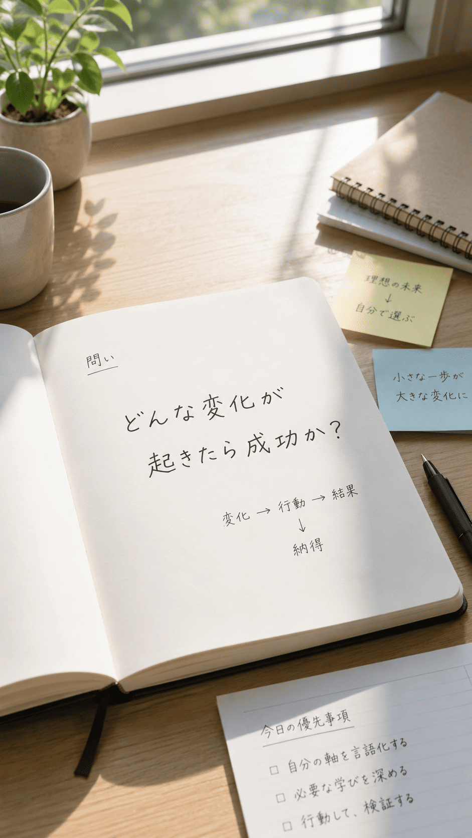 どんな変化が起きたら成功かと書かれたノート